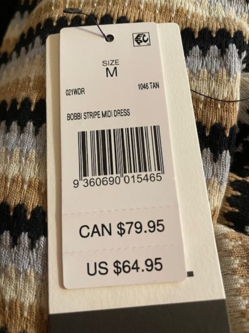 Rip Curl Bobbi Striped Midi Dress MEDIUM - Picture 4 of 10